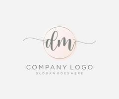 Initial DM feminine logo. Usable for Nature, Salon, Spa, Cosmetic and Beauty Logos. Flat Vector Logo Design Template Element.