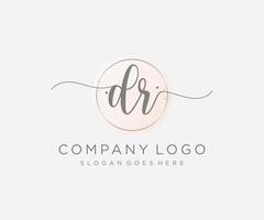 Initial DR feminine logo. Usable for Nature, Salon, Spa, Cosmetic and Beauty Logos. Flat Vector Logo Design Template Element.