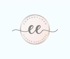 Initial EE feminine logo. Usable for Nature, Salon, Spa, Cosmetic and Beauty Logos. Flat Vector Logo Design Template Element.