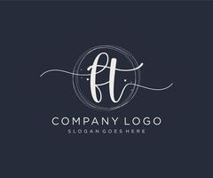 Initial FT feminine logo. Usable for Nature, Salon, Spa, Cosmetic and Beauty Logos. Flat Vector Logo Design Template Element.