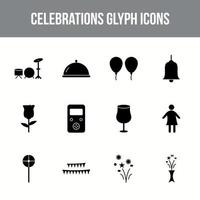 Unique celebration vector glyph icon set