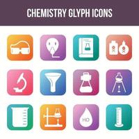 conjunto de iconos de glifo de vector de química única