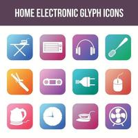 Unique home electronic vector glyph icon set