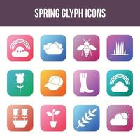 conjunto de iconos de glifo de vector de primavera único