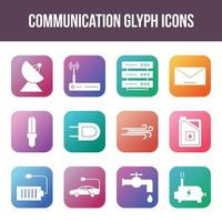 Unique communication vector glyph icon set