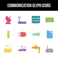 Unique communication vector glyph icon set