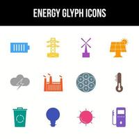 Unique energy vector glyph icon set