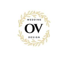 OV Initials letter Wedding monogram logos collection, hand drawn modern minimalistic and floral templates for Invitation cards, Save the Date, elegant identity for restaurant, boutique, cafe in vector