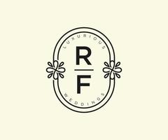 RF Initials letter Wedding monogram logos template, hand drawn modern minimalistic and floral templates for Invitation cards, Save the Date, elegant identity. vector