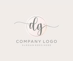 logotipo femenino inicial dg. utilizable para logotipos de naturaleza, salón, spa, cosmética y belleza. elemento de plantilla de diseño de logotipo de vector plano.