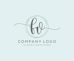 Initial FV feminine logo. Usable for Nature, Salon, Spa, Cosmetic and Beauty Logos. Flat Vector Logo Design Template Element.