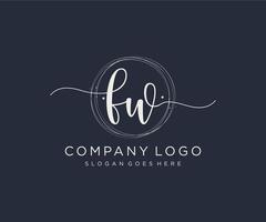 Initial FW feminine logo. Usable for Nature, Salon, Spa, Cosmetic and Beauty Logos. Flat Vector Logo Design Template Element.