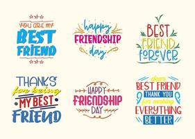 Set of Freindship Day Badges, Friend Quotes vector
