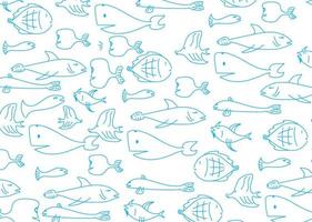 Hand Drawn of Fishes, Aquatic Banner Background vector