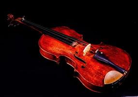 Violin on black background photo