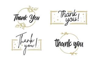 Set of custom THANK YOU hand lettering designs. vector