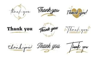 Set of custom THANK YOU hand lettering designs. vector