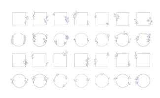 marco vectorial decorativo floral. marco en forma de círculo y cuadrado. adornos elegantes. vector