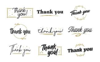 conjunto de diseños personalizados de letras de agradecimiento a mano. vector