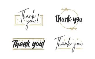 Set of custom THANK YOU hand lettering designs. vector