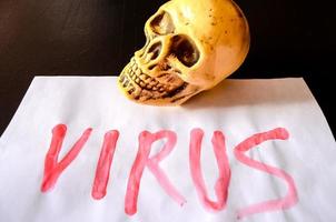 Virus written on paper photo