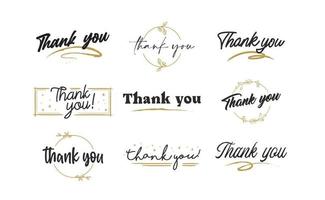 Set of custom THANK YOU hand lettering designs. vector