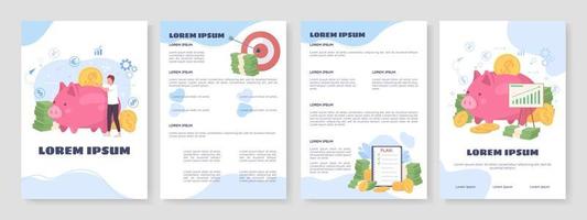 Savings plan flat vector brochure template. Booklet, leaflet printable flat color designs. Editable magazine page, reports kit with text space