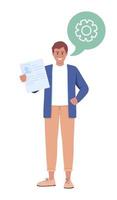 Male candidate with engineering work experience semi flat color vector character. Editable figure. Full body person on white. Simple cartoon style illustration for web graphic design and animation