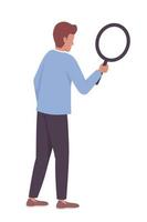 Man with magnifying glass semi flat color vector character. Checking job vacancy. Editable figure. Full body person on white. Simple cartoon style illustration for web graphic design and animation