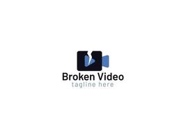 Broken video logo design vector