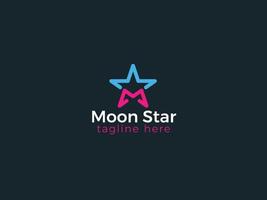 diseño del logotipo de la estrella de la luna logotipo de la letra m logotipo de la estrella vector