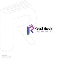 Read book logo design - R letter logo vector
