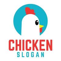 ilustración de logotipo de diseño plano de mascota de cabeza de pollo. plantilla de logotipo vectorial aislada sobre fondo blanco vector