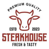 Vintage retro Steakhouse flat design modern logo illustration. vector logo template isolated on white background