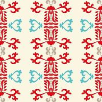 Christmas background with ornaments, seamless patterns. Red blue pattern on beige background. Red, blue, beige. Seamless vector pattern. For fabric, wallpaper, textile, packaging.