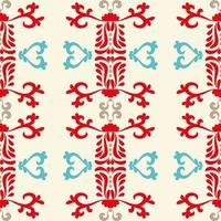 Christmas background with ornaments, seamless patterns. Red blue pattern on beige background. Red, blue, beige. Seamless vector pattern. For fabric, wallpaper, textile, packaging.