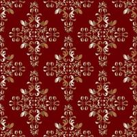 Rich vintage gold pattern on red background. Seamless damask ornament. Red and gold color. vector