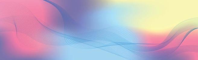 Panoramic colorful abstract stylish multi background with wavy lines - Vector