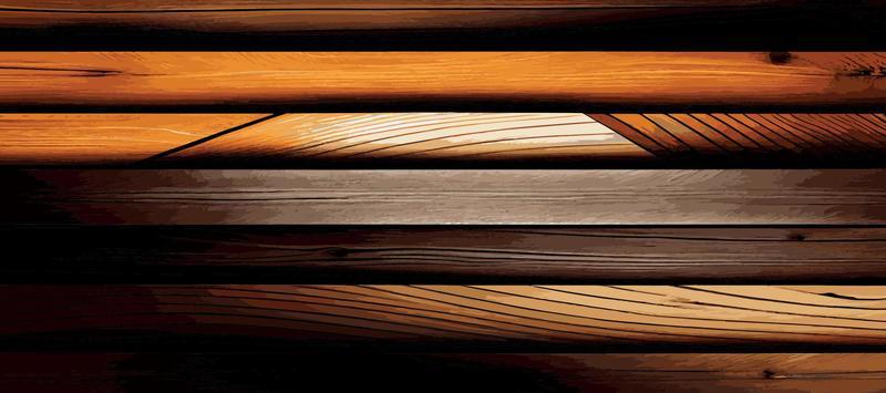 Realistic panoramic wood texture plank background, fiber texture pattern - Vector