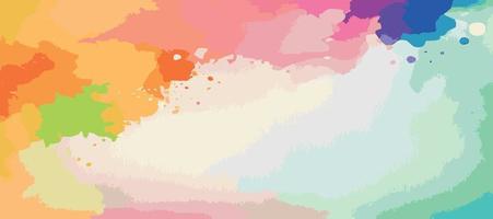 Realistic multicolored watercolor panoramic texture on a white background - Vector