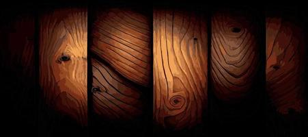 Realistic panoramic wood texture plank background, fiber texture pattern - Vector