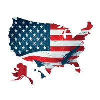 bandera abstracta realista de estados unidos en forma de mapa de américa, día de la independencia del país, tradiciones nacionales vector