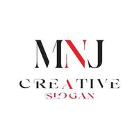 diseño de logotipo de letra mnj, logotipo vectorial mnj, mnj con forma, plantilla mnj con color a juego, logotipo mnj simple, elegante, logotipo lujoso mnj, vector pro mnj, tipografía mnj,