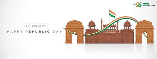 26 de enero día de la república india 74 celebración publicación en redes sociales vector