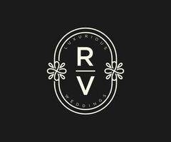 RV Initials letter Wedding monogram logos template, hand drawn modern minimalistic and floral templates for Invitation cards, Save the Date, elegant identity. vector