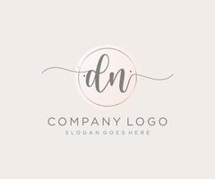 logotipo femenino dn inicial. utilizable para logotipos de naturaleza, salón, spa, cosmética y belleza. elemento de plantilla de diseño de logotipo de vector plano.