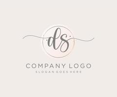 logotipo femenino inicial ds. utilizable para logotipos de naturaleza, salón, spa, cosmética y belleza. elemento de plantilla de diseño de logotipo de vector plano.