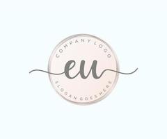 Initial EU feminine logo. Usable for Nature, Salon, Spa, Cosmetic and Beauty Logos. Flat Vector Logo Design Template Element.