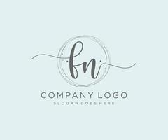 Initial FN feminine logo. Usable for Nature, Salon, Spa, Cosmetic and Beauty Logos. Flat Vector Logo Design Template Element.