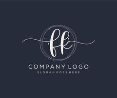 Initial FK feminine logo. Usable for Nature, Salon, Spa, Cosmetic and Beauty Logos. Flat Vector Logo Design Template Element.